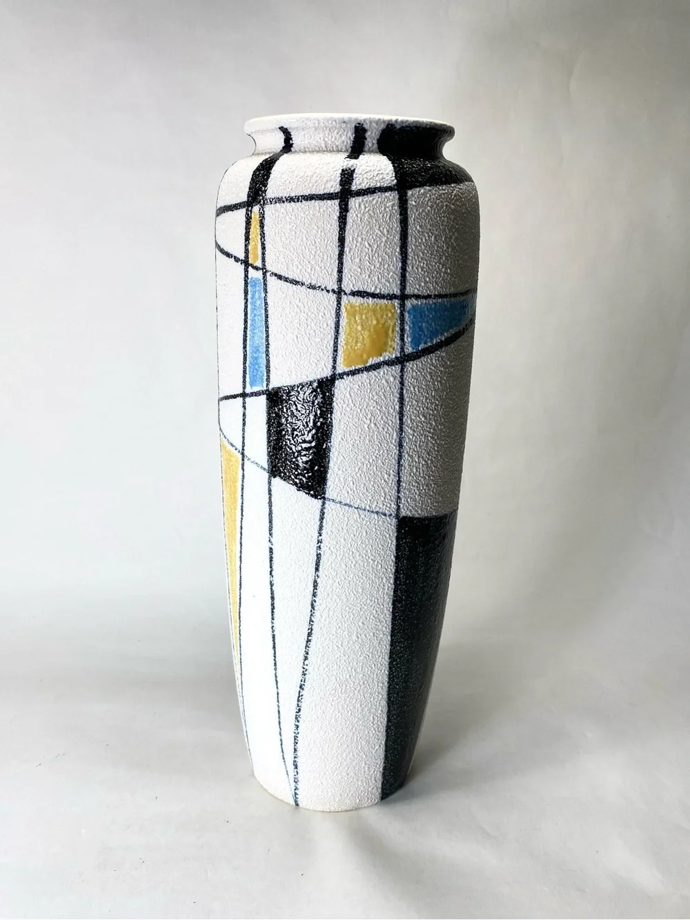 MCM Mid-Century Modern Abstract Atomic Patterned Textured Vase